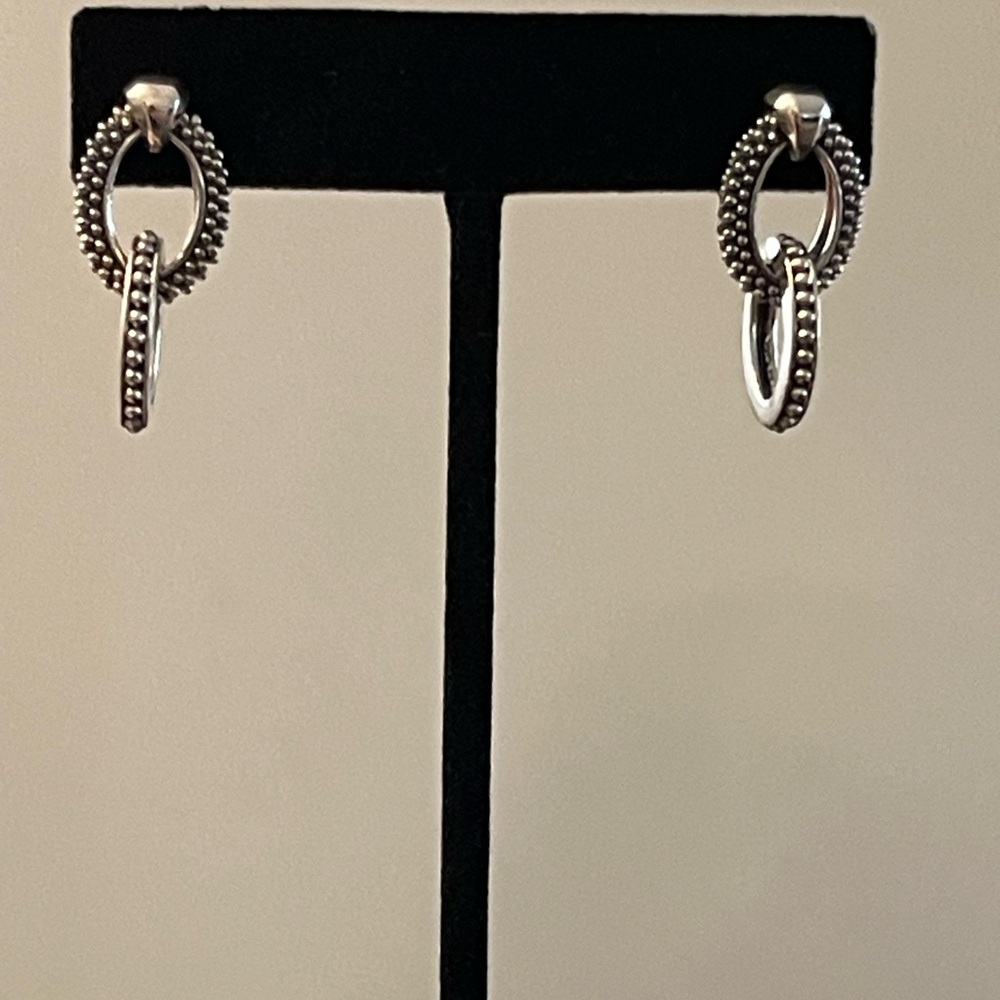 Lagos Oval Caviar Beaded Drop Earrings